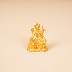 金色迷你佛像擺件, 1個, 綠度母(沙金色)