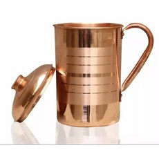 印度手工銅製帶蓋飲水壺 1500毫升 阿育吠陀風格, 1個, 1500ml銅壺