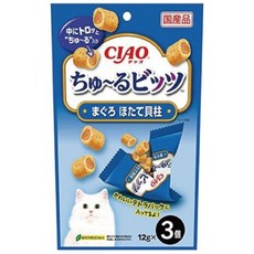 CIAO 迷你夾心肉泥捲餅乾 (鮪魚口味) 12g*3入 日本原裝進口, 1個, 鮪魚+干貝, 鮪魚+干貝