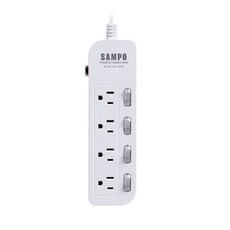【SAMPO 聲寶】四開四插電源延長線(EL-W44R6), 白, 1個, 6尺