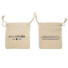 Pura Vida 衝浪手環麻布束口袋,簡約收納袋,輕巧便攜,保護手環,展現個人風格, 1個, pura vida 束口袋, 米色