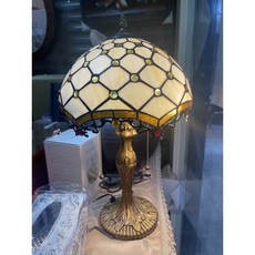 Tiffany 第凡尼 玫瑰彩色玻璃鑲嵌藝術桌燈 復古裝飾檯燈