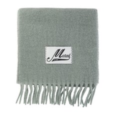 마르니 로고 아플리케 프린지 스카프