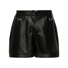 오프화이트 하이웨이스트 가죽 쇼츠