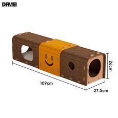DFMEI 隧道貓窩一體耐磨不掉屑寵物窩遊樂園躲藏玩具屋貓抓板多貓家庭, 1個, 笑臉隧道貓窩