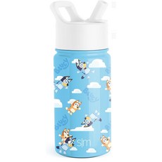 啵比小舖 美國Simple Modern 迪士尼兒童不銹鋼吸管水瓶/保溫保冷水壺 414ml, 1個, Bluey Sky