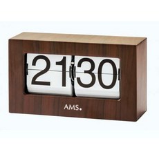 AMS德國製仿胡桃木紋翻頁座鐘 T1177【神梭鐘錶】