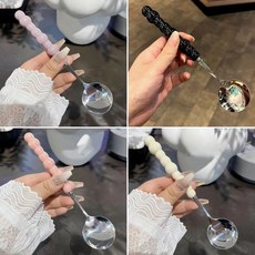 不銹鋼珍珠手柄餐勺 家用餐具, 1個, 活動衝量中:到手六支隨機顔色速度搶,不銹鋼仿陶瓷手柄精品珍珠