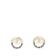 샤넬 중고 1986 코코 마크 레더 이어링