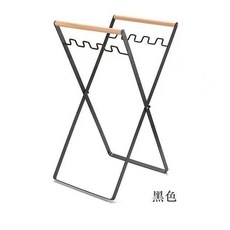 戶外垃圾袋架 便攜摺疊分類收納掛架 木柄鐵藝設計, 1個, 新款木柄黑色