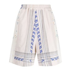 바이왈리드 자수 리넨 드롭 크로치 쇼츠