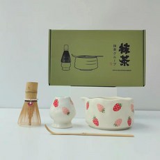 手捏可愛櫻桃抹茶攪拌工具套裝 茶筅 抹茶碗, 1個, A, A