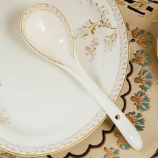 DIU 碗碟套裝家用 陶瓷餐具活動禮品 中式骨瓷碗碟盤子組合, 1個, 天鵝湖大勺:如圖