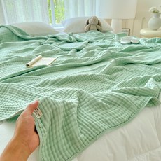 跨境A類日韓無印風泡泡紗6層素色蓋毯毛巾被夏被皺皺毯嬰幼毯浴巾