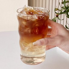 日日好事 GOOD DAY 簡約曲線玻璃杯 冰美式拿鐵咖啡杯 耐熱牛奶水杯 350ml 450ml, 1個, 曲線玻璃杯【高-大款】450ML-1個
