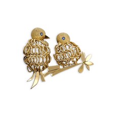 에르메스 중고 1960's 18K 옐로 골드 사파이어 브로치