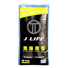 J LIFE 多功能超細纖維清潔布 36條裝 40x40cm 擦車布 吸水布, 藍色, 1個