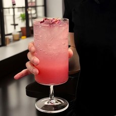 good 果汁杯玻璃杯冷飲杯飲料水杯子, 1個, 高腳款/直筒杯+送玻璃吸管/410ml, 加厚 一隻裝