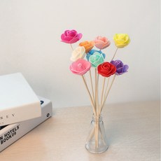 室內擴香花 通草花擴香棒 無火香氛 持久擴香 居家裝飾, 1個, 玫瑰花擴香棒-隨機顏色1支