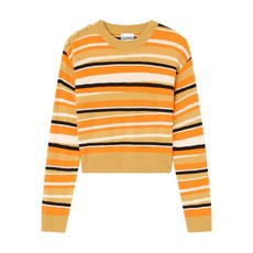 가니 스트라이프 버튼 디테일 스웨터