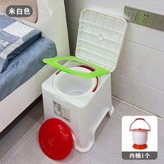 移動馬桶 塑膠坐便器 家用便攜加厚室內防滑廁所, 1個, 圓桶坐感更舒適 搭配墊片和線圈 ,紅色一體坐凳+可手拎桶