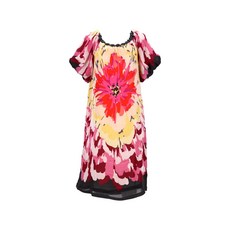 미쏘니 중고 플로럴 프린트 퍼프 소매 미디 드레스