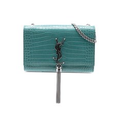 생 로랑 중고 2017 스몰 크로커다일 엠보스드 레더 모노그램 케이트 태슬 크로스 백