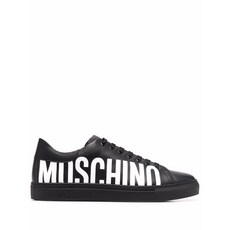 모스키노 모스키노 로고 프린트 가죽 스니커즈