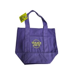 Trader Joe's 托特包 環保購物袋 大容量, 紫底綠字, 2個