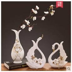 玻璃情 白玉鎏金天鵝擺件, 歐式擺件天鵝, 1個