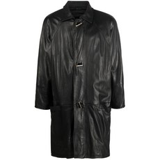 베르사체 중고 1980's 싱글 브레스티드 가죽 코트