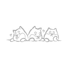 銀白反光貼紙 機車裝飾防水貼紙 可愛動物造型 提升夜間安全, 三隻柴犬, 1個