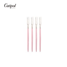 Cutipol GOA 粉紅柄霧面不銹鋼 12cm迷你水果叉4件組 葡萄牙手工餐具, 1個