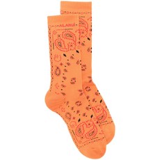 알라누이 반다나 로고 자수 골지 니트 양말