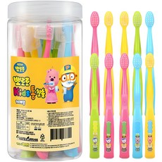KM Pharmaceutical Pororo 兒童桶裝牙刷, 粉紅色 + 黃色 + 綠色 + 藍色, 1套, 10入
