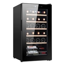 壓縮機酒櫃 110V 恒溫酒櫃 葡萄酒香檳24支風冷冰箱家用 櫸木層架, 1個, 櫸木層架 壓縮機製冷