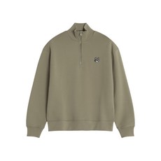 메종키츠네 하프 지퍼 폭스 헤드 자수 스웨트셔츠