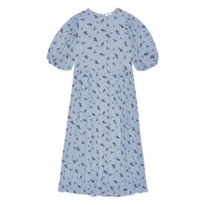 가니 퍼프 소매 플로럴 드레스