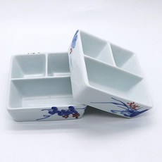 三格方形筆洗 陶瓷文房書房用品 涮筆器, 1個, 16*16*5.5 長寬高 ,1個