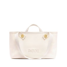 파투 라지 로고 트라페즈 디자인 캔버스 토트 백