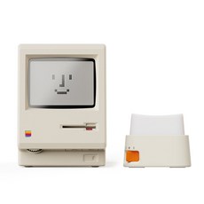 Maclock 麥金塔 復古懷舊 電腦鬧鐘 桌面時鐘裝飾擺件 原創創意禮物, 麥金塔鬧鐘 mini鍵盤燈 默認復古白,