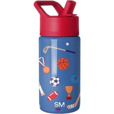 啵比小舖 美國Simple Modern 迪士尼兒童不銹鋼吸管水瓶/保溫保冷水壺 414ml, 1個, Sports Balls, 藍色