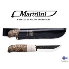 Marttiini 芬蘭北歐刀具 Aapa 槌印面 80CrV2碳鋼 馴鹿角鑲嵌樺木柄 附真皮皮鞘 MN131030, 1個