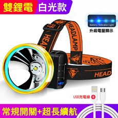 感應頭燈丨聚光遠射LED頭燈 釣魚頭燈 登山頭燈 工地燈 礦燈 頭戴式手電筒 電量顯示, 白光, 1個