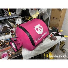 XZ手作坊 瓦斯桶置物箱 kuso 熊貓外送箱 露營收納箱, 桃紅,小, 1個