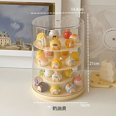 【格森】亞克力透明盲盒收納展示架 貪喫崽崽擺手辦展示櫃, 1個, 奶油黃【萌粒展示架可旋轉】