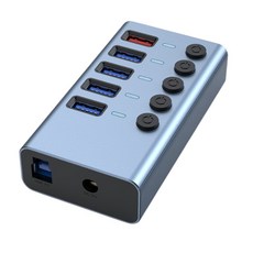 USB 3.0集線器 獨立電源開關 高速數據傳輸 鋁合金外殼, 1個, 40-726-01(5Port)