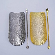 自在坊茶具 荷韻茶則 金/銀 手工銅製茶勺 茶鏟 茶葉鑑賞 茶道配件, 荷韵茶則-銀, 1個