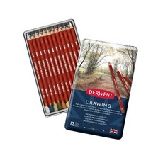 DERWENT Drawing 系列 大地色系彩色炭精筆鐵盒組-12色, 1個