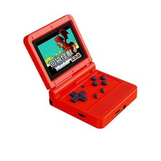 V90懷舊遊戲機 迷你折疊便攜 3.0吋IPS屏, 紅色 標配版16GB〔中文版〕